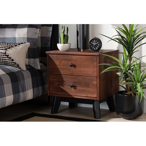 Corrigan Studio® Josephine Brown And Black Oak Finished 2Drawer Wood